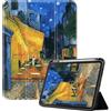 NAWVNMI Custodia Adatta Per Ipad 9A Generazione 2021/8A Generazione 2020/7A Generazione 2019, Custodia Per Ipad 10.2, Custodia Sottile A Tre Pieghe Con Autosveglia/Sonno-Van Gogh Cafe