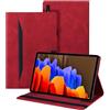 Auslbin Custodia per Samsung Galaxy Tab S8 Plus (SM-X800/X806)/ S7 Plus (SM-T970/T975)/ S7 FE (SM-T730/T736) 12.4 Pollici Pelle PU Cover Tablet Case con Supporto Funzione(Rosso)