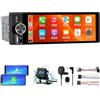 Junsun Autoradio 1 DIN con schermo Wireless CarPlay & Android Auto | 6.28 Touchscreen Bluetooth Stereo FM AUX Tipo-C Telecamera posteriore (Include cavo di alimentazione ISO plug-and-play)
