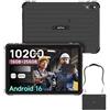 Ulefone RugKing Pad 2 Pro(2026) Tablet Indistruttibile Android 16, 10.1 Pollici Rugged Tablet, 16GB+256GB, IP68/69K, 10200mAh Robusto, 4G LTE + eSIM, Fotocamera 48MP Impermeabile,NFC,GPS,5G WiFi,Nero
