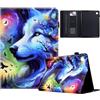Vaitasy Custodia per Huawei Mediapad M5 Lite 10 10,1 Pollici 2018 | Flip Portafoglio Cover con Pencil Holder Custodia per Huawei Mediapad M5 Lite 10.1 - Loup étoilé