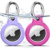 TNSNK Custodia per AirTag Portachiavi, Purple+Rose Red | Impermeabile, chiusura girevole, antigraffio e antiurto, senza perdita di segnale. Per bici e animali. Materiale: PC+TPU.