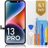 bokman Schermo per iPhone 13 PRO, 6,1 LCD di Ricambio Kit Riparazione | FHD LCD touch, utensili, adesivo e pellicola inclusi, True Tone dopo programmazione, A2483/A2636/A2638/A2639/A2640