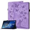 Bemoloon PU Tablet Cover per Samsung Galaxy Tab A 10.1 2016 A6/T580/T585 Stampa Gatto e Farfalla, Custodia a Libro, Tasca per Carte, Portapenne, Gatto Viola