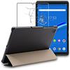 ebestStar - Cover per Lenovo Tab M10 FHD PLUS 10.3, Custodia Protezione Flip Magnetica, Slim Case Sottile Pelle PU, Nero + Vetro Temperato