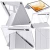 A-BEAUTY Custodia Compatibile con Samsung Galaxy Tab S8 Plus 2022 / S7 FE 2021 / S7 Plus 2020 12.4 Pollici, Cover Trasparente Antiurto, Supporto Trifold 6 in 1 a Forma di Y, Grigio