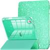 INFILAND Custodia per iPad 11 Generazione A16 11 Pollici 2025/iPad 10 Generazione 10,9 Pollici 2022,Glitterata con Retro Trasparente Brillante, Portapenne, per Bambini e Ragazze (Seafoam Green)
