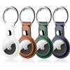 LETREEN Airtags Portachiavi in Pelle di 4 Pezzi, Porta Air Tag per GSP, Apple, Chiavi Zaini e Animale, Custodia Anti-graffio, Mantiene Forte il Segnale GPS