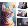 Generico DayQiQiPu Custodia per Samsung Galaxy Tab S8 SM-X700/X706 (11 Pollici) in pelle PU Caso a Portafoglio Cover Ribaltabile Motivo Gatto Mandarino Guscio con Supporto e Auto Wake/Sleep, 06