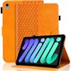 Vkooer Custodia per iPad MINI 6a Generazione 2021 8,3 pollici - Apple iPad MINI 6 Custodia in PU Pelle a Libro con Funzione Auto Sleep/Wake, Supporto Multi Angolo, Arancione