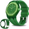 ToVioc Cinturini Silicone per Swatch Royal Pop Savonnette (Corona alle 3) | Unisex Ipoallergenico, Morbido Silicone Cinturino con Cover ABS Integrata per AP x Swatch Royal Pop - Verde