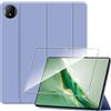 Heioloo Custodia per Honor Magic Pad 2 12.3 Cover in Pelle Case, + [1 Pezzi] Vetro Temperato Pellicola Protettiva [Auto Svegliati/Sonno][Supporto Funzione ] [Anti-Scratch] Viola