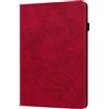 Generico DayQiQiPu Custodia Protettiva per Realme Pad Mini RMP2105, RMP2106 (8,7 Pollici) Cover Flip Portafoglio con Supporto Integrato Custodie di Rilievo Pavone Motivo Floreale (Rosso retrò)