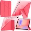 A-BEAUTY Custodia Compatibile con Samsung Galaxy Tab S10 Lite / S10 FE 2025 / S9 FE 10.9 / S9 11-Pollici 2023 Pollici, Cover Trasparente Antiurto, Supporto 6 in 1 Forma di Y, Rosso