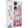 YKTO Piastra Rigida PC Resistente All'usura Agli Urti per Honor 90 Custodia Taglio Precisione Scintillio Della Scintilla Stelle Spessa Proteggere Trasparente Silicone Cover per Honor 90,Rosso Intenso