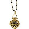 Irréversible Bijoux Bola de Gravidesse LIA - 22 MM COMPLETO su catena perlata cristallo nero, 100% placcato oro, sfera sonora 20 mm nera, personalizzabile, creazione e design francese