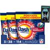 Dash Power Pods Extra Igienizzante, 114 Lavaggi (38x3). | Detersivo in capsule, pulizia profonda contro sporco e batteri, 3 additivi integrati, campione profumatore incluso