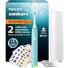 PHILIPS Spazzolino elettrico sonico smart Philips Sonicare for KidsCon app, dai 3 anni in su, 2 modalità delicate, timer da 2 minuti con luci e suoni, 2 testine, verde acqua, modello HX6600/13