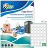 TICO Poliestere adesivo PC4 trasparente 100fg A4 Ø36mm (35et/fg) laser Tico