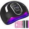 ZPQAODI Lampada UV LED Lampada Unghie 168W Professionale, 4 Timer con 10s/30s/60s/99s, Fornetto per Manicure/Pedicure Permanente Smalto Semipermanente, Display LED Automatico Sensore