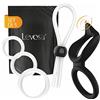 Levosa® Set di 5 anelli per pene - Cockring + doppio anello con stimolatore del clitoride e passante regolabile - per un'erezione dura e lunga
