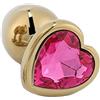 QIJIHE Golden Butt Plug con cristallo a forma di cuore Bump, Anal Plug Set (Small-28mm, Mid-34mm, Large-40mm) Buttplug Metal Anali Plug Giocattoli del sesso per le donne Uomini (hotpink, L)