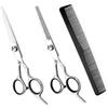 Generic Kit di 3 forbici da taglio per capelli da 16,5 cm, forbici dritte per tagliare i capelli, forbici per sfoltire e pettini per capelli, forbici professionali da barbiere e parrucchiere, per parrucchieri