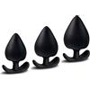 QIJIHE Plug anale con maniglia a T, per uomini e donne, misura piccola a estremo XXL, 5 misure, nero, in silicone, per principianti (M+L+XL)