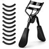 Sibba Piegaciglia Professionale Piegaciglia con 10 Cuscinetti di Ricambio in Silicone Extra per Donne Ragazze Senza Pizzicare o Tirare Si Adatta a Tutte le Forme di Occhi (Nero)
