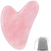 Bounabay Gua Sha quarzo rosa a forma di cuore Guasha giada pietra massaggiante per viso, occhi, collo per la cura della pelle, bellezza e rilassamento dei muscoli del corpo, rosa chiaro (quarzo rosa)