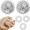 WUBAYI Set di sfere massaggianti con anelli magnetici - Coppia di palline da 3,2 cm e 3 anelli a molla argentati per terapia delle mani, sollievo dallo stress e palline magnetiche Fidget Toy