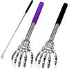 PLABBDPL Grattaschiena, 2Pcs Raschietto posteriore, Impugnatura telescopica Estensibile, Mano Scheletro Acciaio Inox, Massaggiatore Schiena, Massaggiatore Corpo, Gratta Testa