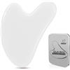 GUKOY Gua Sha, Strumento per Massaggi Guasha, Pietra di Giada, per la Cura del Viso, Allevia le Rughe e il Trattamento del Gonfiore Degli Occhi, Spa per la Schiena, con Scatola (Bianco)