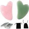 Yolistar Gua Sha,Gua Sha Viso,Raschiatura in Giada Naturale,2 PCS Massaggiatore Viso Rilassante