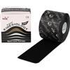 Nasara Nastro kinesiologico originale per sport e medicina, rotolo singolo, dimensioni rotolo 5cm x 5m, colore nero