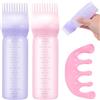 DUAIU Set da 3 Applicatori per Capelli con Bottiglie e Pettine Massaggiante Cuoio Capelluto - per Tinte, Olio, Relax e Gua Sha, Rosa e Viola (2 Bottiglie + 1 Pettine)