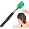 Generic Bastone telescopico per massaggi in silicone, grattaschiena estensibile, dispositivo lenitivo profondo a denti alti e bassi, adatto per rilassare i muscoli di spalle, schiena, vita e gambe, verde