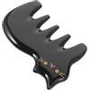 SEWOART Strumento Gua Sha in Corno di Bue Nero, Pettine Massaggio 5 Denti per Meridiani, Accessorio per Massaggio Corpo e Cuoio Capelluto, Favorisce Circolazione e Relax, Uso
