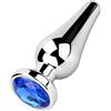 Roluck Set di plug anale con bastoncini, misura piccola, media, grande, in metallo, con meravigliosi colori diamantati, fetish (blu, M)