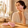 Generic Set di 2 strumenti Gua Sha al quarzo rosa rosa, pietra liscia per massaggio facciale, per viso, collo, mascella, regalo per la cura quotidiana della pelle per le donne