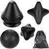 Zocipro Set di Sfere da Massaggio 4 Pezzi, Pallina Massaggio Muscolare Manuale, Massaggiatore Punto Trigger con Ventosa per Schiena Spalla Mani Gambe, Collo e Piede (Nero)