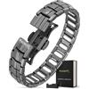 MagnetRX® Bracciale Magnetico Uomo EllipseMAX - Forza 5.000 Gauss Magneti - Progettato negli Stati Uniti e in Attesa di Brevetto - Braccialetto Magnetico in Titanio Premium Regolabile