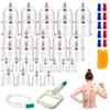 BORDEAG Set di 32 Coppette con Pompa a Vuoto: Set di Coppette in Materiale ABS, Terapia di Cupping Versatile per Benessere e Relax (Trasparente)