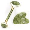 Generic Rullo di giada, strumenti per massaggio Gua Sha facciale, rullo viso e set per uomini e donne, verde