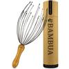 BAMBUA - Massaggiatore Testa Capelli (Manico in bambù) con 24 Dita - Massaggio testa di Alta Qualità per una Sensazione di Relax Sostenibile - Massaggiatore Cuoio Capelluto