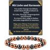 BioMag Bracciale con perle di rame, unisex, regolabile al 99,99% in rame puro con pietre di ematite da 8 mm, braccialetto di perle magnetico, idea regalo