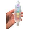 Steinfixx® Vera piastra di ricarica in selenite | piuma | con bellissimi simboli chakra colorati incisi | 19 cm | ideale per ricaricare le tue gemme | decorazione | incl. supporto in acrilico