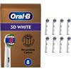 Oral-B 3D White Testine Spazzolino Elettrico, Confezione da 8 Pezzi, con Tecnologia CleanMaximiser Pacco adatto alla buca delle lettere Bianco