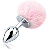 SXOVO Coda di Coniglio con Spinotto Anale in Metallo Cosplay Butt Plug Cock Giocattoli Sessuali Carini per Uomini e Donne (Rosa-M)