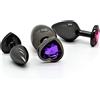Belmalia 3x Plug Anale Set Metallo | Butt Plug Forma di Cuore con Diamante da Donna o Uomo | Dimensione S+M+L